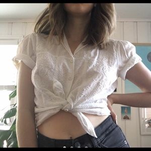 Paisley embroidered white top